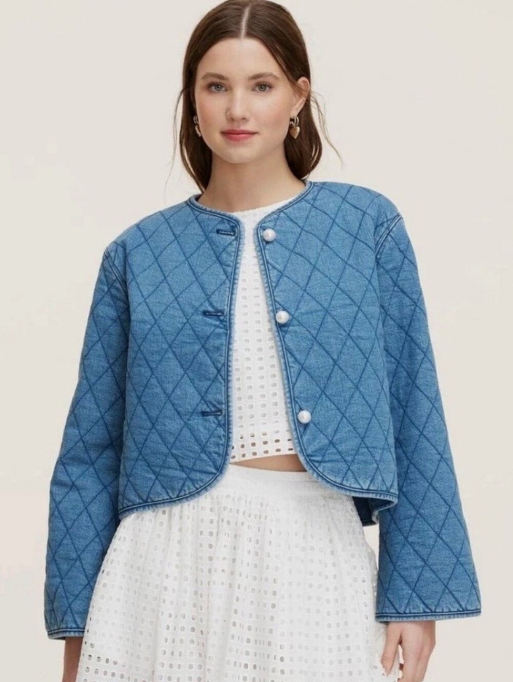 NWOT Kate Spade NY x Target Women's Blue Quilted Denim Jacket, Cotton Blend, SzM